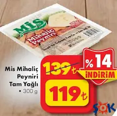 MİS TAM YAĞLI MİHALİÇ PEYNİRİ 300 G fiyat ve kampanya bilgisi